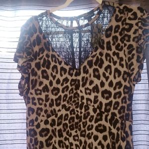 Torrid leopard skater dress with lace! Size 0/12